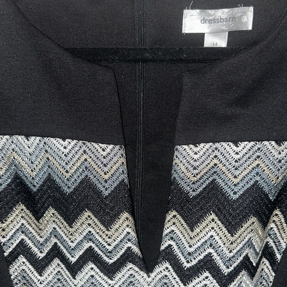 Women’s black dress with multicolored detailed front panel, Size 14 - Picture 2 of 4